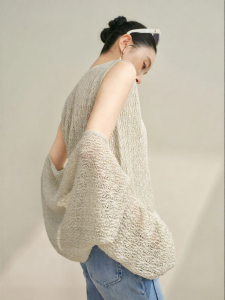 SUSHE | Shiny Hollow Lace Cardigan and Sleeveless Tank Set