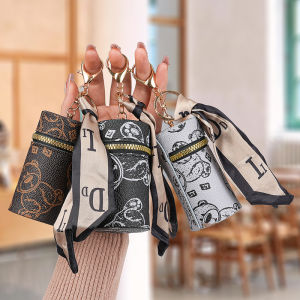 2025 new leather vintage flower coin purse keychain mini portable mouth red envelope storage wireless headphone protective case