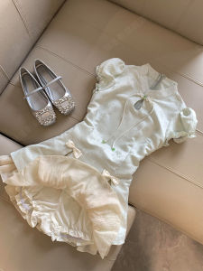 New Chinese Style Retro Short Dress Set Womens High Waist Design Sensation Slimming Effect Spring Season Butterfly Knot