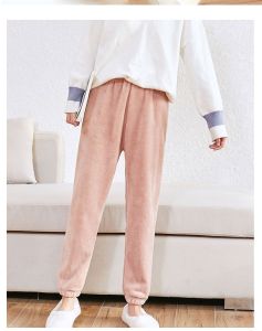 Fairies Warm Coral Fleece Home Pants Womens Base Layer Pants Casual Comfortable Winter Nine Points Polyester Fiber Jumpsuits
