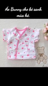 Áo cột dây ngắn tay mùa hè chất thun cotton cho bé 3-6kg