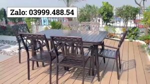 Bộ bàn ghế sân vườn ngoài trời HCN Bộ bàn ghế ban công ngoài trời nhôm đúc Bàn ghế ngoài trời - VN07