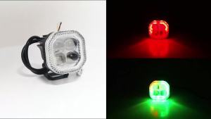 KEVANLY | 1/2PCS 4lens LED Spotlight RGB Aperture Auxiliary Headlight For Motorcycle White Yellow Flash Hi/Low Beam External Signal Lights