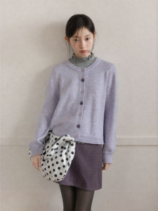 Áo Kẹ Cardigan Len Tím Phong Cách Hàn Quốc Cho Nữ Mùa Thu