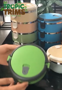 TropicTrims 2 layer Eco-friendly Lunch Box Sealed Stainless Steel Food Storage Insulated Thermal