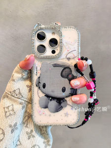 Gray Pixel Kitty Cat Phone Case for Apple 16ProMax iPhone 17Pro High-End 14Plus Full Diamond Cat New Womens Model 13 Celebrity Protection Cover