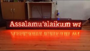 Running Text Papan Informasi P10 Warna Merah Ukuran 200 cm x 24 cm