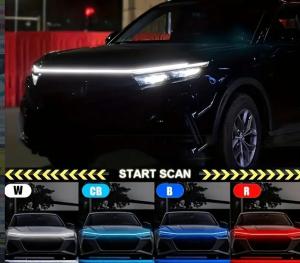 New car hood with continuous LED daytime running light scanning ambient light engine hood light super bright light guide