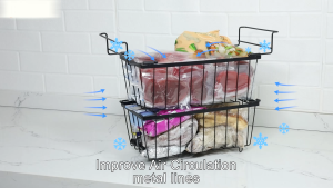 LivinEase with Handles 2-4Packs Stackable Keranjang Simpanan Serbaguna Chest Freezer Basket Space Saving Kitchen Storage Rack More Energy-Efficient