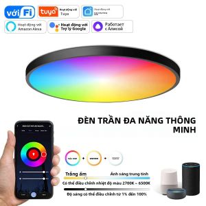 Tuya Thông Minh WiFi Đèn LED Âm Trần 24W RGB WW CW Tròn Bluetooth Tương Thích Với Alexa Google Điều Khiển Giọng Nói AC85-265V Có Thể Điều Chỉnh Độ Sáng