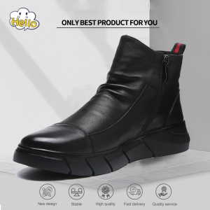 Mens Boots Black Leather Shoes Leather Boots For Men Waterproof British Style High-top Boots Casual Shoes Size39-44