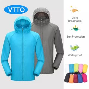 VTTO 10สีผู้หญิงผู้ชายเสื้อกันฝนฤดูร้อนแจ็คเกตกันน้ำวิ่งจ๊อกกิ้งปีนเขากันน้ำ Windproof แจ็คเก็ตเบาสบาย