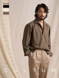 Cultum Mens Modal Shirt Half Open Collar Ice Sensation Ultra Fine Fiber Loose Fit Business Gentleman Breathable Summer Shirt