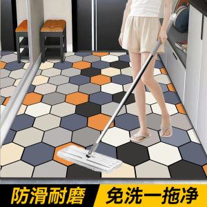 New PVC Washless Door Mat Geometric Pattern Modern Simple Style for Entrance Hallway Kitchen Cuttable Home Use Floor Carpet