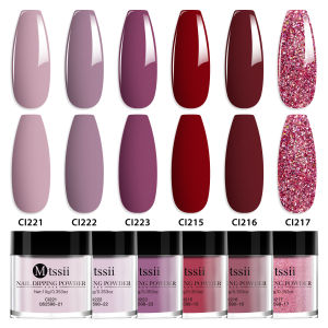 MTSSII | 6pcs10g Gradient Chrome Dipping Powder Set Nude Pink Nail Dipping Powder Winter Acrylic Powder Starter Kit Nail Art Manicure
