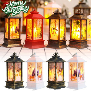 Christmas Glow LED Table Lamp Santa Claus Lantern Decor with Snowman Pendant Light Festive Night Light for Xmas Party Decoration