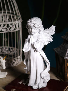 Manta European Vintage White Angel Sculpture Home Decorative Ornaments Figurines Desktop Decorations Synthetic Resin Craft