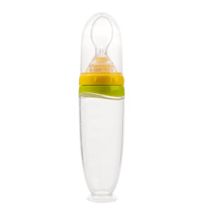 120 ml/4oz Infant Baby Liquid Silicone Food Squeeze Feeder | Fruit Puree & Rice Paste Dispenser | Detachable Spoon