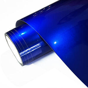 Ultra Glossy Blue Metallic Vinyl Wrap Film Roll With Air Release Self Adhesive Car Wrapping Motorcycle DIY Decal Sticker