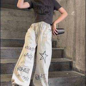 【Manila】Pants for Kids Girls Cargo Pants Graffiti pants for Kids Baggy Pants for Teen Girls Fashion Outfit for Girls Loose and Comfortable 130-160cm