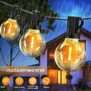 ปาร์ตี้ไฟ LED String หลอดไฟ G40 Globe ไฟสวนกลางแจ้ง Patio กันน้ําตกแต่งพลังงานแสงอาทิตย์ Garland งานแต่งงาน