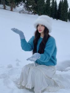 อุ่น ผ้าขนแกะ ฤดูหนาว หมวกสําหรับเดินทางผู้หญิง Essential Face พรางหุ่น น่ารัก หมวกผสมผมกระต่ายโดมสไตล์ชาวประมงอ่อนเยาว์ เสื้อท่อนบน