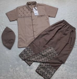Baju Koko Sarkoci Sarung Koko Peci Setelan Pakaian Muslim Anak 3- 12 Tahun Lengan Pendek Terbaru