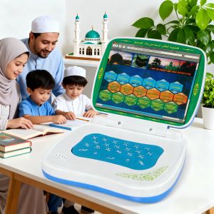 Foldable Quran Learning Tablet for Kids - Islamic Educational Toy Blue Color Audio Quran Reader Muslim Children Religious Gift