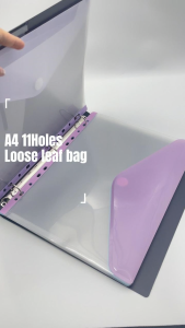 4Pcs Plastic Envelopes Binder Pocket A4 11Hole Expandable Binder Folder for 2/3/4Ring Document Pouch