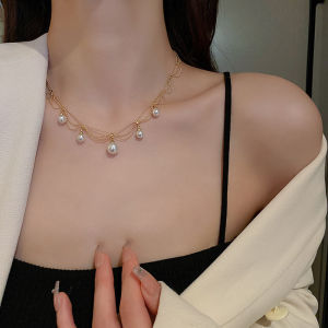 Elegant Heart Butterfly Pearl Tassel Necklace Fashionable Clavicle Chain Versatile Fashion Jewelry Accessory