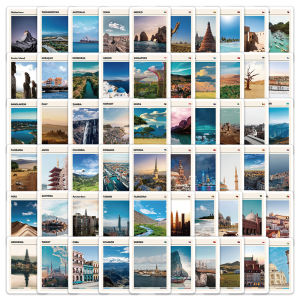 World Tour Dreamer Travel Scenery And Building Icon Cards Stickers Decorative Notes Luggage Decoration Waterproof Stickers