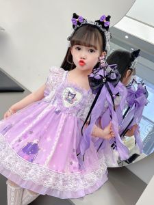 ชุดเดรสเจ้าหญิงลอลิต้าฤดูร้อนสำหรับเด็กผู้หญิง ชุดคอสเพลย์ ชุดเดรสผ้าตาข่าย แขนยาว กระโปรงทรงเอ ชุดเดรสเจ้าหญิง