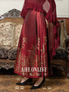 Chinese Style Red Modified Mian Skirt
