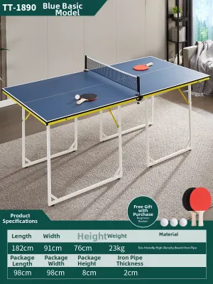 Toposport Childrens Table Tennis Table Portable Indoor Foldable Sports Entertainment Small Size Half Foldable 182x91x76cm