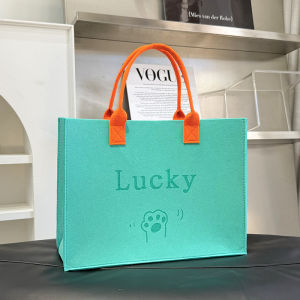 Casual Large Size Felt Bag Fashionable Printed Logo Versatile Handbag Simple Lettering Trendy Casual Style Soft Handle Bag