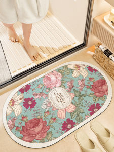 Thảm Phòng Tắm Bằng Đất Diatom Siêu Thấm Nước Nhanh Khô Chất Liệu Mềm Mũi Hoa Thiết Kế Chống Bẩn Thảm Sàn Phòng Tắm