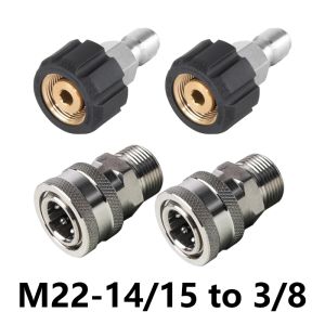 Pressure Washer Adapter Set M22 Metric Male Thread Fittings M22 14mm to 3/8 Quick Connect Stainless Steel Quick Disconnect Kit