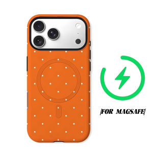 Orange White Polka Dots Phone Case for iPhone 18 17 16 15 14 13 12 11 Air Pro Max Plus Double-layer Cover