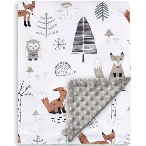 Crystal Fleece Bubble Plush Baby Blanket Animal Print Double Layer Dotted Backing Machine Washable Cozy Toddler Newborn Gift