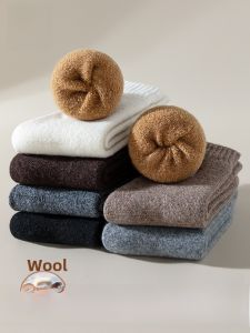 miiow | Womens Winter Thickened Woolen Socks Mid-calf Fleece Lined Warm Floor Long Socks Cat Person Brand Autumn Winter Style