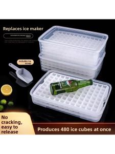 Large Capacity Commercial Ice Tray Freezer Ice Storage Box Kitchen Essential Ice Cube Maker Mold for Home And Business Use
