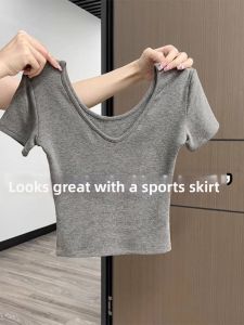 Slimming Attractive Beautiful Back U-Neck Short Sleeve T-Shirt