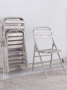 เก้าอี้พับได้แบบพกพาสำหรับกลางแจ้ง 304 สแตนเลส เก้าอี้แบบมีพนักพิงหนา เก้าอี้เหล็กสำหรับใช้ในบ้านสไตล์อุตสาหกรรม