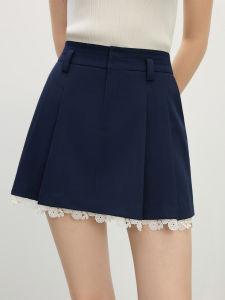 กระโปรงสั้นทรงเอเอวสูงผ้าโพลีเอสเตอร์ลายจุดเรซินสำหรับใส่ไปทำงาน ฤดูใบไม้ผลิและฤดูร้อน สไตล์ใหม่ กระโปรงสั้น