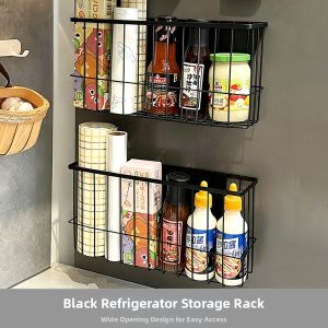 YOULE | Magnetic Refrigerator Side Organizer Shelf Food Storage Bag Wrap Seasoning Organizer