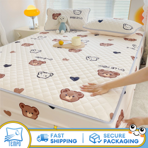 Te 3-Layer Quilted Cotton Fitted Mattress Protector Assorted Cartoon Designs Single/Double/Queen/King Sizes