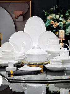mornenjoy | Bộ Đồ Ăn Gốm Sứ Trắng Tối Giản