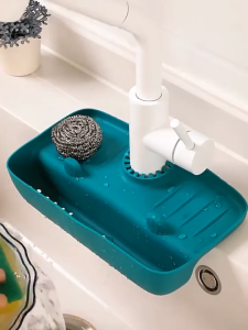 Faucet splash-proof draining rack sink water collection pad anti-slip countertop pad kitchen cloth sponge draining rack storage rack，Sink draining rack