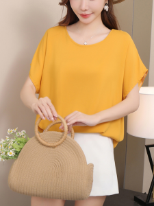 Loose Fit Cotton Silk T-Shirt Womens Summer Korean Style Fashionable Short Sleeve Thin Top Artificial Cotton Upper Body