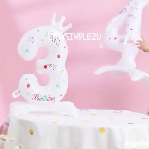 (1Pc) 32Inch Standing Number Foil Balloon 0-9 Gradient Rainbow White Gold Silver Pink Blue Iridescent Jelly Crystal Stand Up Digital Balloons Happy Birthday Party Decoration Decor Kids Boy Girl Adult Anniversary Celebrations Backdrop Photo Props Set